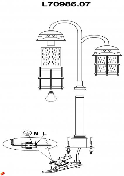 Столб фонарный уличный L'Arte Luce BATTISTA L70986.07