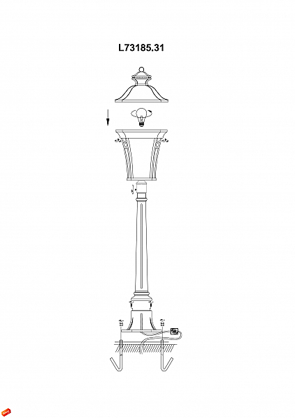 Столб фонарный уличный L'Arte Luce Taurus L73185.31