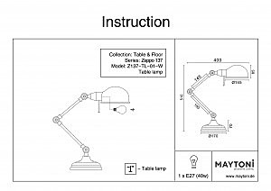 Настольная лампа Maytoni Zeppo 137 Z137-TL-01-W