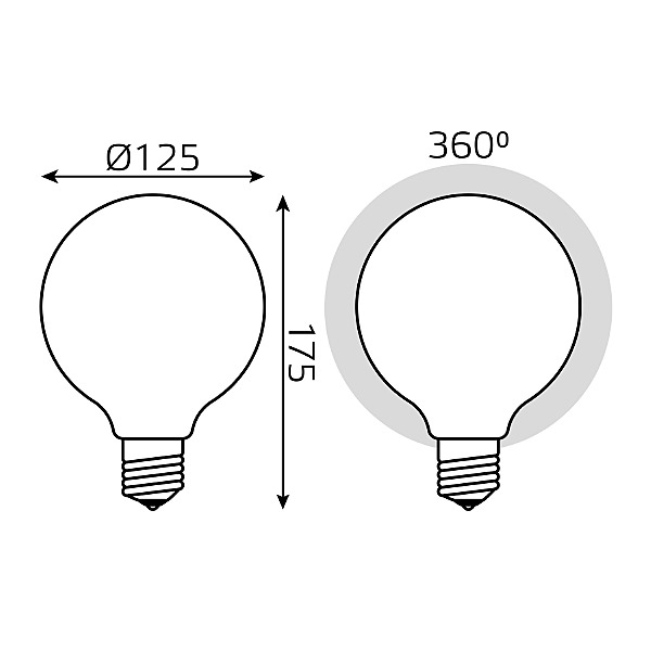 Светодиодная лампа Gauss Filament G125 187202110