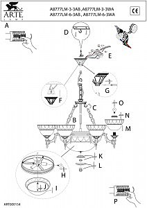 Подвесная люстра Arte Lamp ATLAS A8777LM-6-3WA