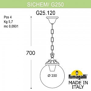 Уличный подвесной светильник Fumagalli Globe 250 G25.120.000.AXE27