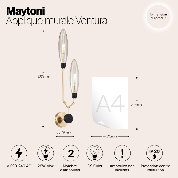 Настенное бра Maytoni Ventura MOD012WL-02G