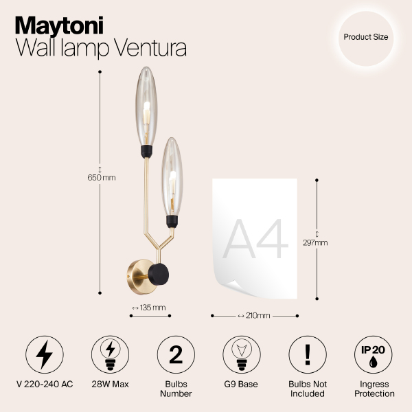 Настенное бра Maytoni Ventura MOD012WL-02G