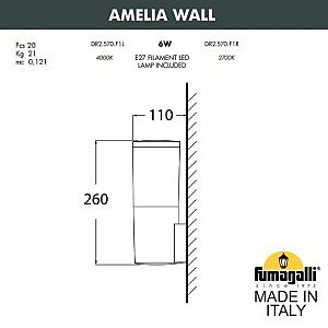 Уличный настенный светильник Fumagalli Amelia DR2.570.000.AYF1R