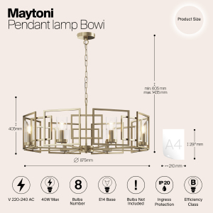 Подвесная люстра Maytoni Bowi H009PL-08G