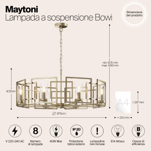 Подвесная люстра Maytoni Bowi H009PL-08G