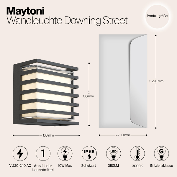 Уличный настенный светильник Maytoni Downing Street O020WL-L10B4K