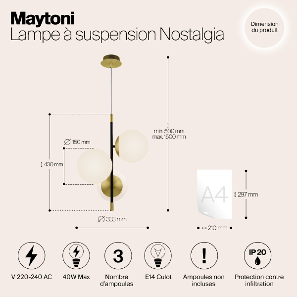 Подвесная люстра Maytoni Nostalgia MOD048PL-03G