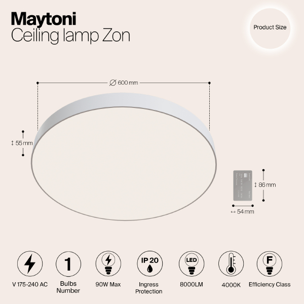 Потолочный LED светильник Maytoni Zon C032CL-L96W4K