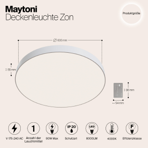 Потолочный LED светильник Maytoni Zon C032CL-L96W4K