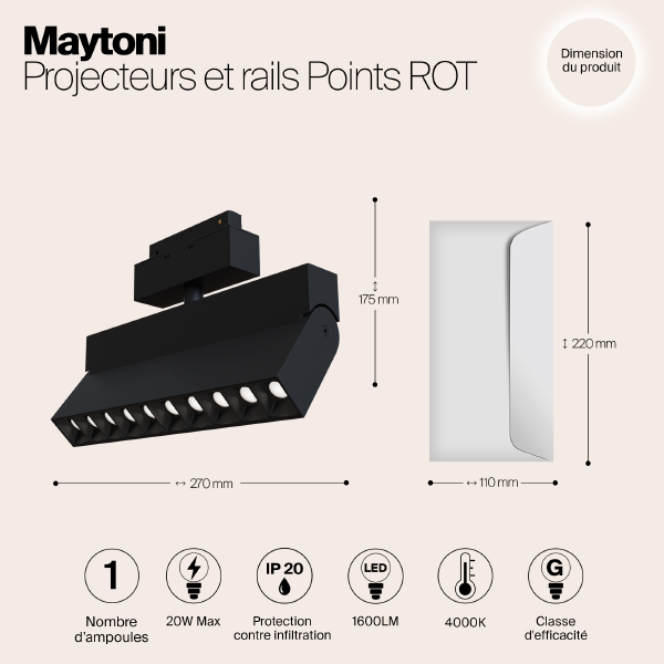 Трековый светильник Maytoni Points Rot Gravity TR015-2-20W4K-B