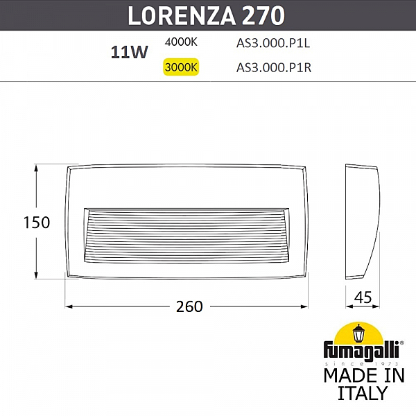 Подсветка для ступеней Fumagalli Lorenza AS3.000.000.AXP1L