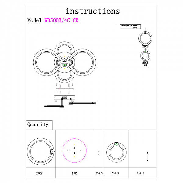 Потолочная люстра Wedo Light Kamoli WD5003/4C-CR