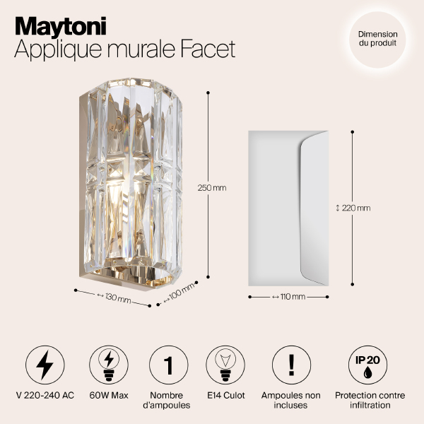 Настенный светильник Maytoni Facet MOD094WL-01G