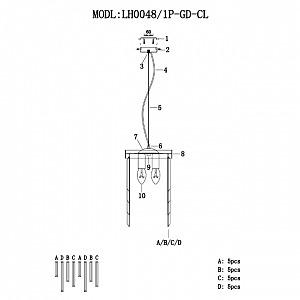 Светильник подвесной Lumien Hall Dzhillian LH0048/2P-GD-CL