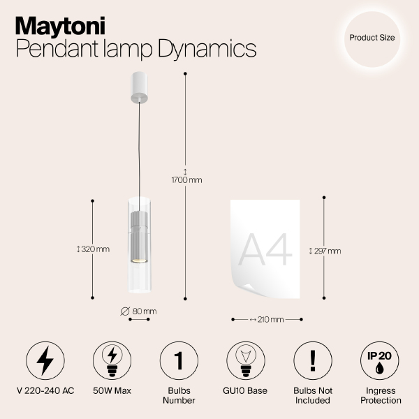 Светильник подвесной Maytoni Dynamics MOD326PL-01W