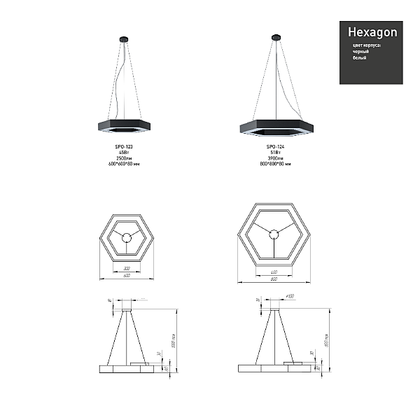 Светильник подвесной ЭРА Hexagon SPO-124-B-40K-051