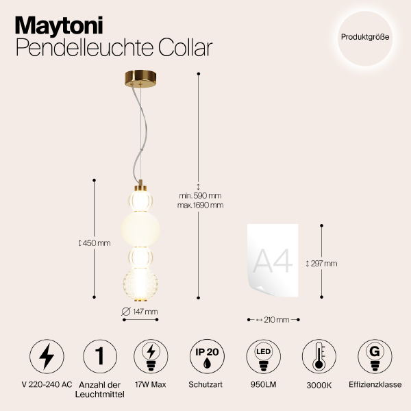 Светильник подвесной Maytoni Collar P069PL-L17G3K