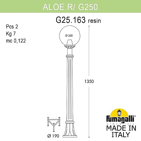 Уличный наземный светильник Fumagalli Globe 250 G25.163.000.BYF1R