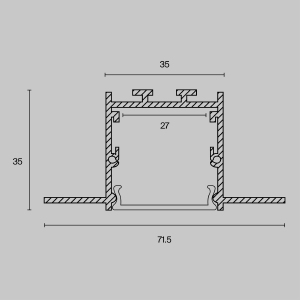 Алюминиевый профиль скрытого монтажа 71x35 Maytoni Алюминиевый профиль ALM-7135-S-2M