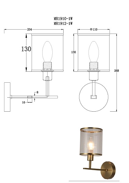 Настенное бра MyFar Alen MR1912-1W