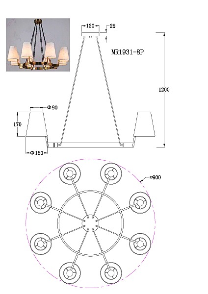 Подвесная люстра MyFar Aurora MR1931-8P