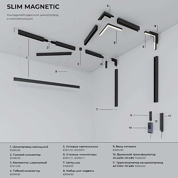 Трековый светильник Elektrostandard Slim Magnetic Slim Magnetic SL02 Трековый светильник 12W 3000K (черный) 85005/01