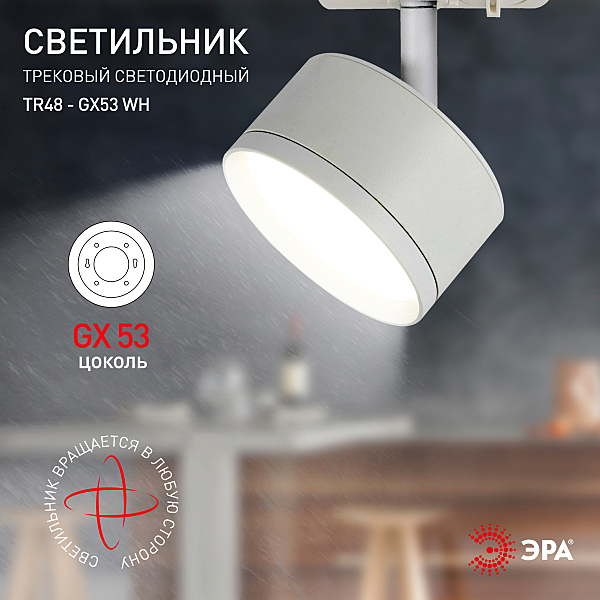 Трековый светильник ЭРА TR48 - GX53 WH