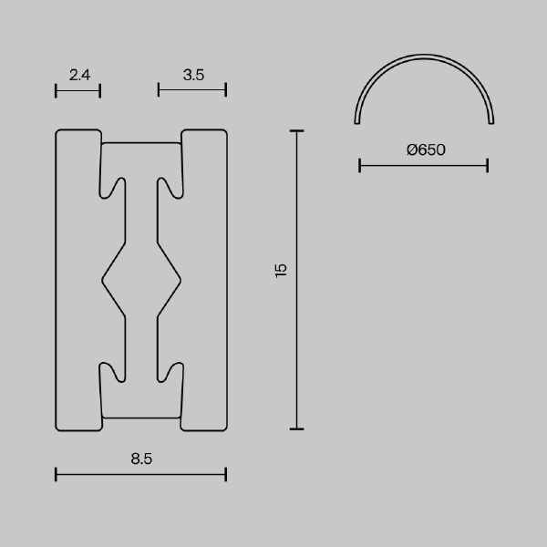 Шинопровод полукруг 650мм Maytoni Busbar trunkings Flarity TRX154-SR-D650-BS