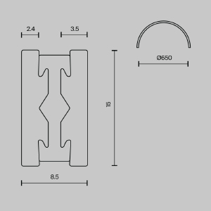 Шинопровод полукруг 650мм Maytoni Busbar trunkings Flarity TRX154-SR-D650-BS