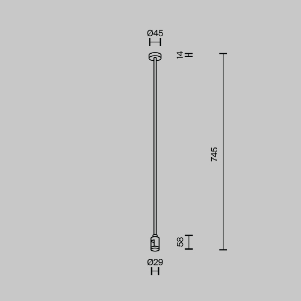 Крепление потолочное Long одинарное 700мм Flarity Maytoni Accessories for tracks Flarity TRA159C-S1-BS