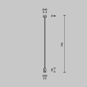 Крепление потолочное Long одинарное 700мм Flarity Maytoni Accessories for tracks Flarity TRA159C-S1-BS