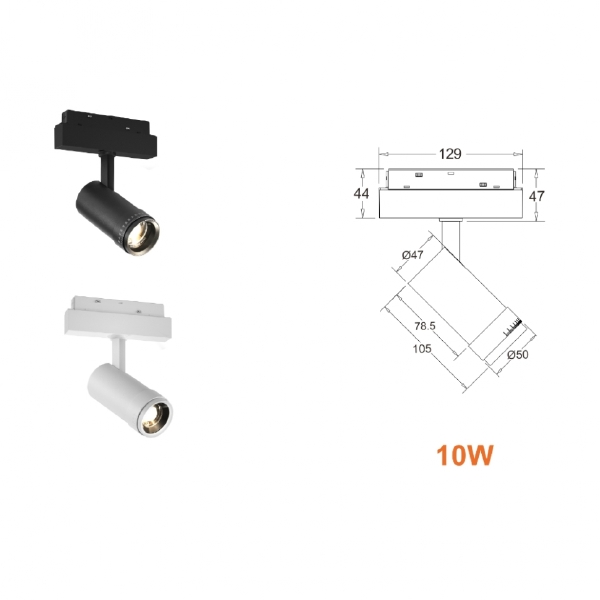 Трековый светильник iLEDEX TECHNICAL VISION48/22 ZOOM 4822-020-D47-10W-10/60DG-4000K-WH