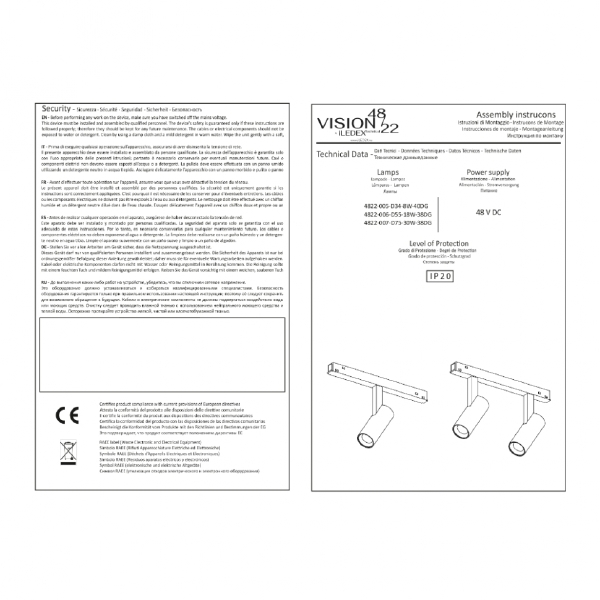 Трековый светильник iLEDEX TECHNICAL VISION48/22 4822-005-D34-8W-40DG-3000K-WH