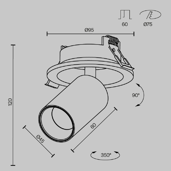 Встраиваемый светильник Maytoni FOCUS LED C071CL-7W2.7K-WB