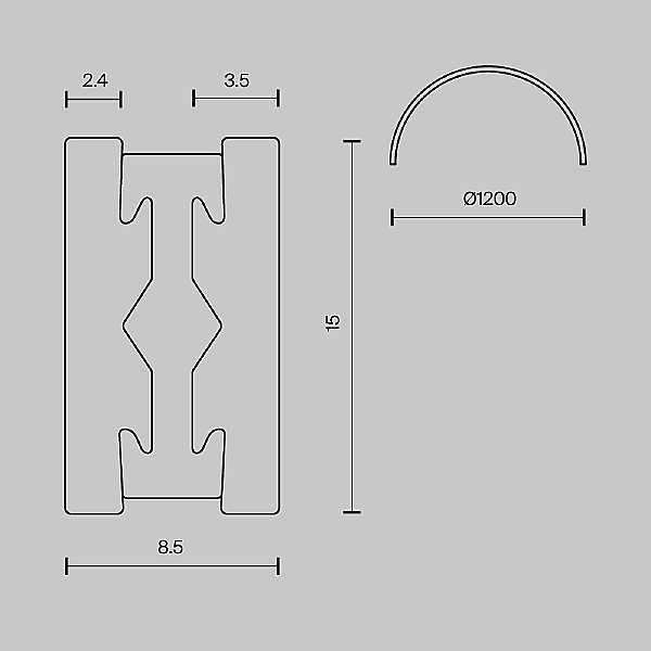 Шинопровод круглый из полукругов 1200мм Maytoni Busbar trunkings Flarity TRX154-2SR-D1200-B