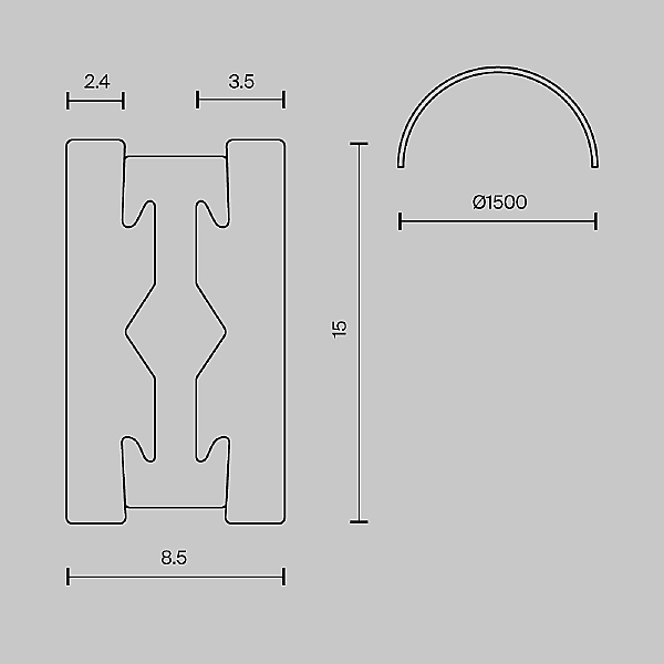 Шинопровод круглый из полукругов 1500мм Maytoni Busbar trunkings Flarity TRX154-2SR-D1500-B