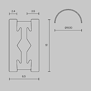 Шинопровод круглый из полукругов 1500мм Maytoni Busbar trunkings Flarity TRX154-2SR-D1500-B