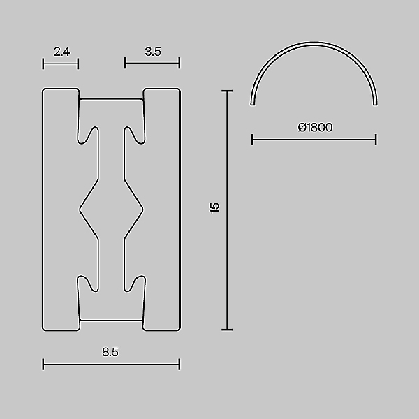 Шинопровод круглый из полукругов 1800мм Maytoni Busbar trunkings Flarity TRX154-2SR-D1800-BS